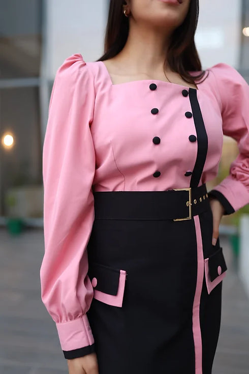 Classy Two Tone Skirt Set